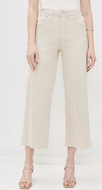 Good American High Waist Palazzo Crop Jeans Womens 31 Wide Leg Raw Hem Boho Chic